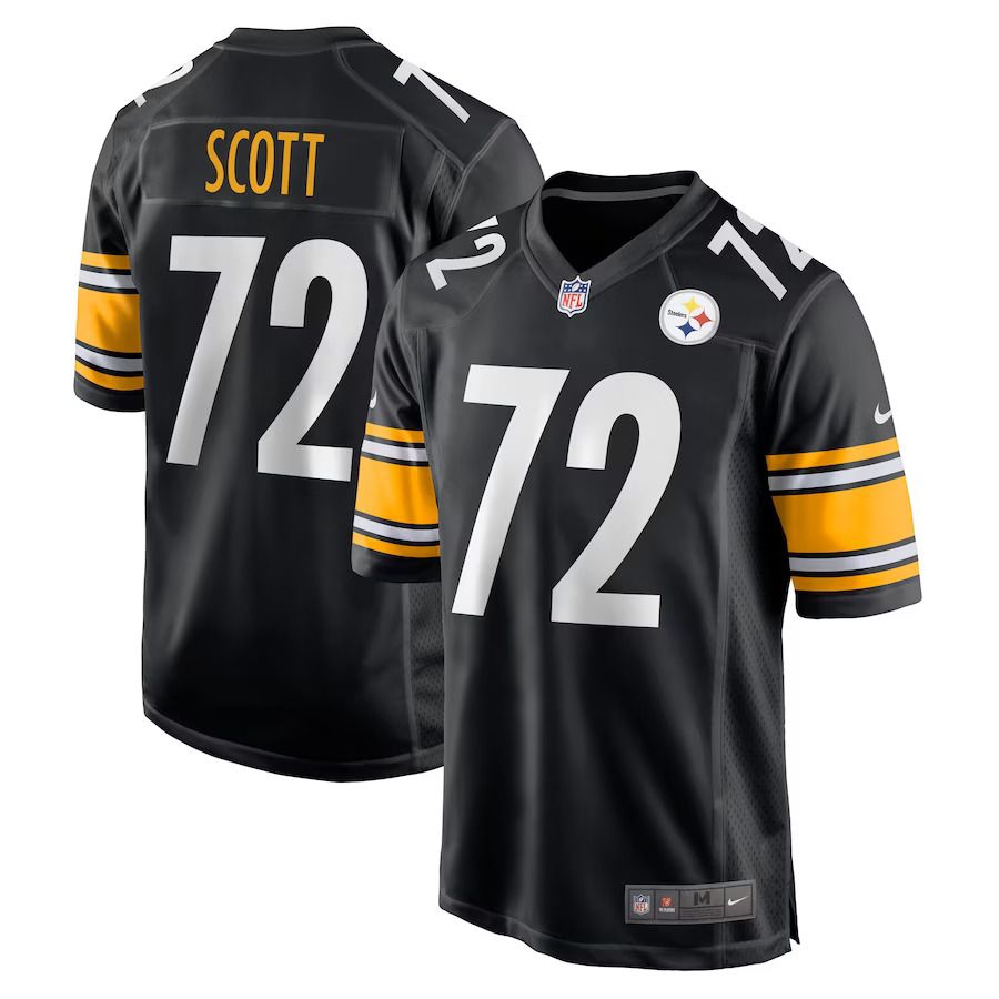 Men Pittsburgh Steelers 72 Trent Scott Nike Black Game Player NFL Jersey